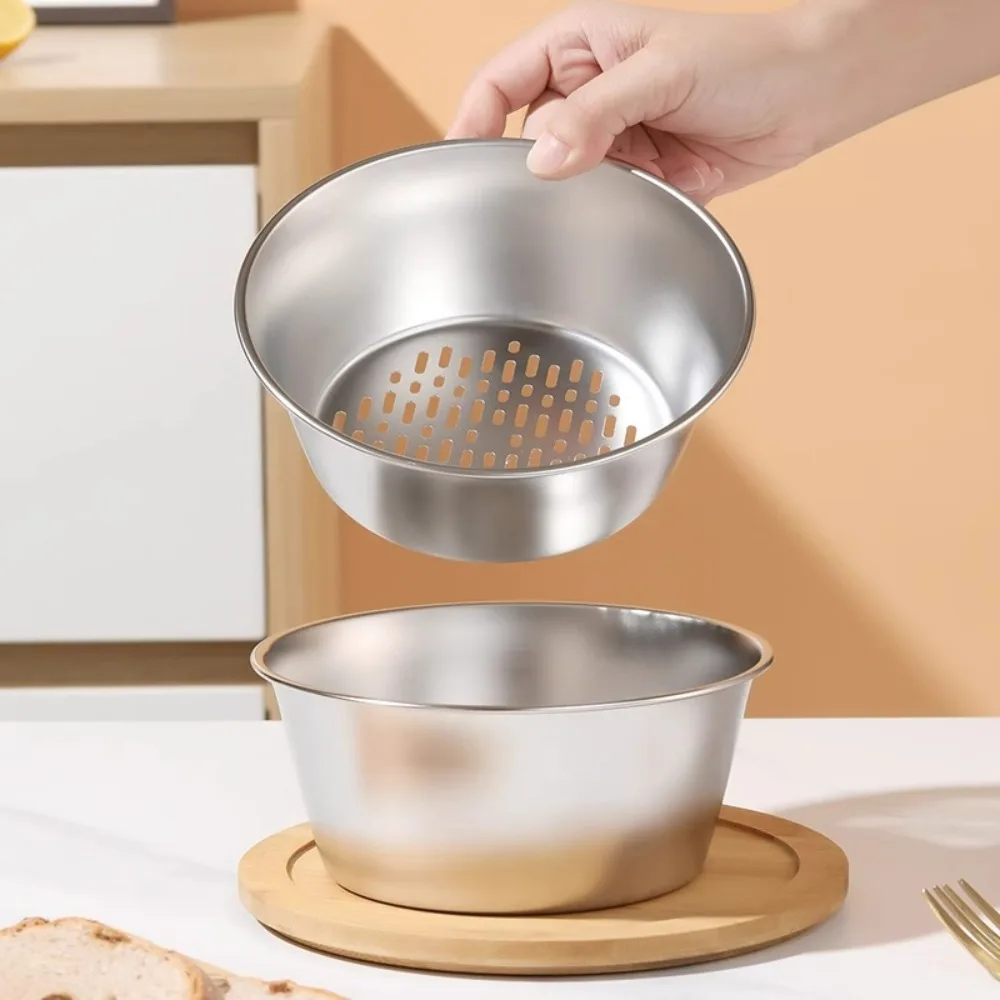 2 шт./компл., набор сетчатых корзин из нержавеющей стали, штабелируемый, устойчивый к ржавчине дуршлаг для риса, антикоррозийный, устойчивый к высоким температурам