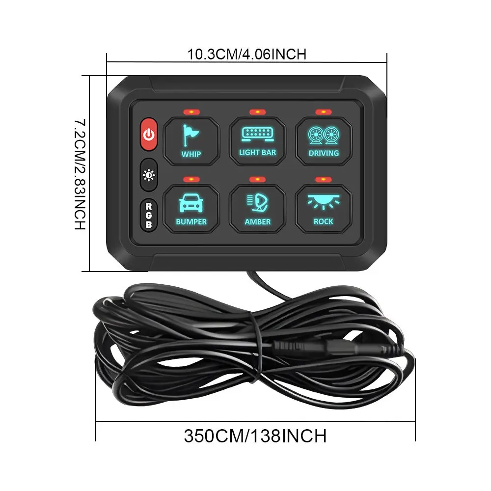 Universal 12v 24v ACC Line 6 Gang RGB Dimmer CAR Boat Marine Led Switch Panel For ATV SUV TRUCK OFFROAD MARINE SHIPS