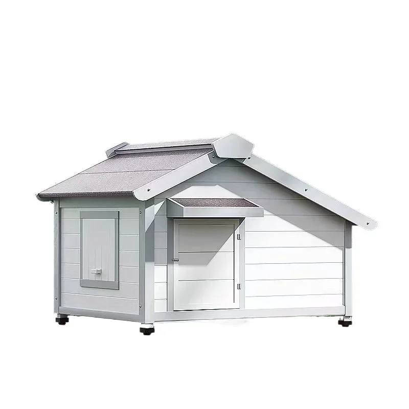 

Solid wood dog house, outdoor rain and sun protection dog house, large dog