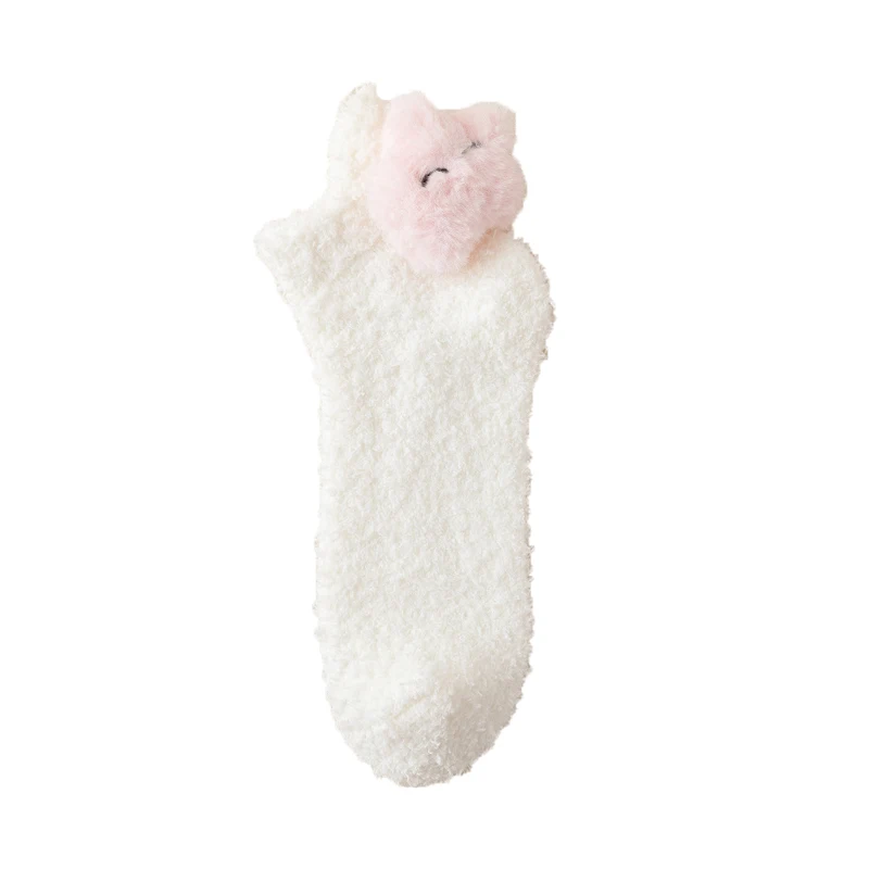 Calzini Laides Cartoon giapponese Kawaii 3D carino dolce divertente calzini alla caviglia inverno addensato caldo corallo velluto calzini da pavimento per ragazza