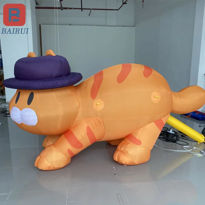 Giant inflatable cat model crawling hat orange cat cute mascot advertising props can be customized