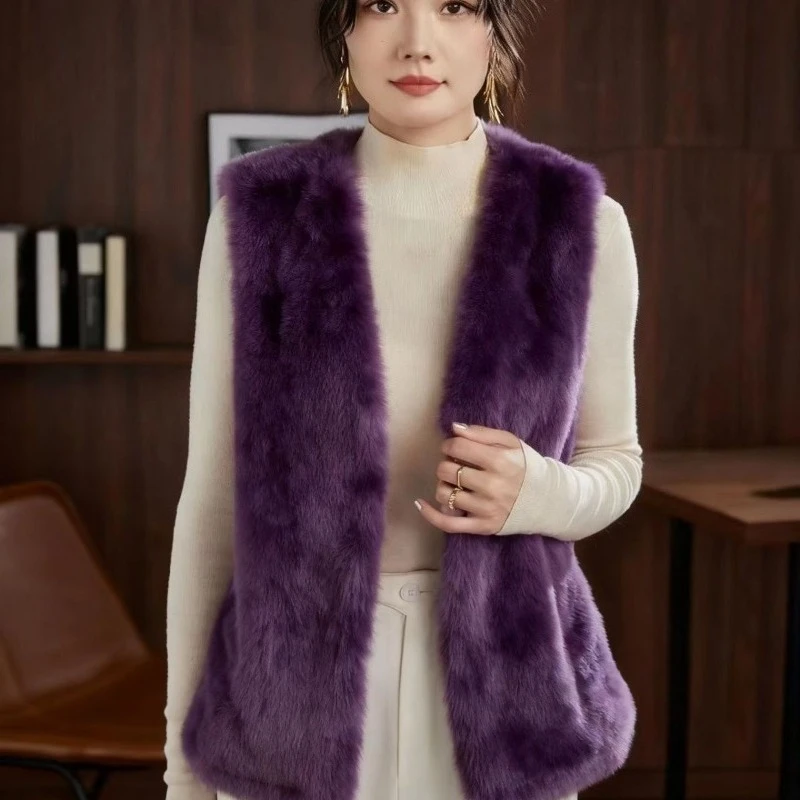 Hot Sale Winter Jacket Vest Women's Short faux Fur Blazer with Detachable Hood Fashionable Slimming Design​