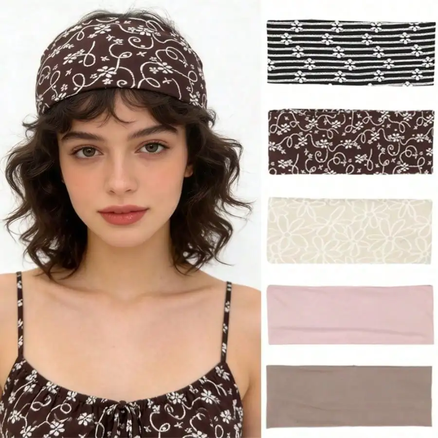 

Vintage Lace Elastic Headband, Solid Color Yoga Sweatband, Fashion All-match Hair Accessories for Women