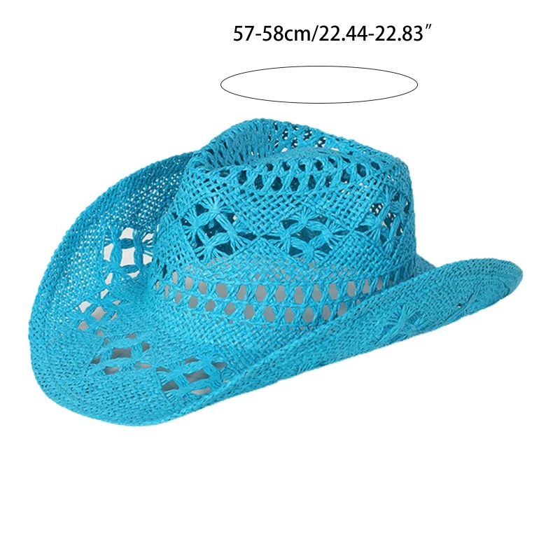 Straw Weaving Cowgirl Hat Summer Beach Crochet Handmade Crochet Wedding Decor Drop Shipping