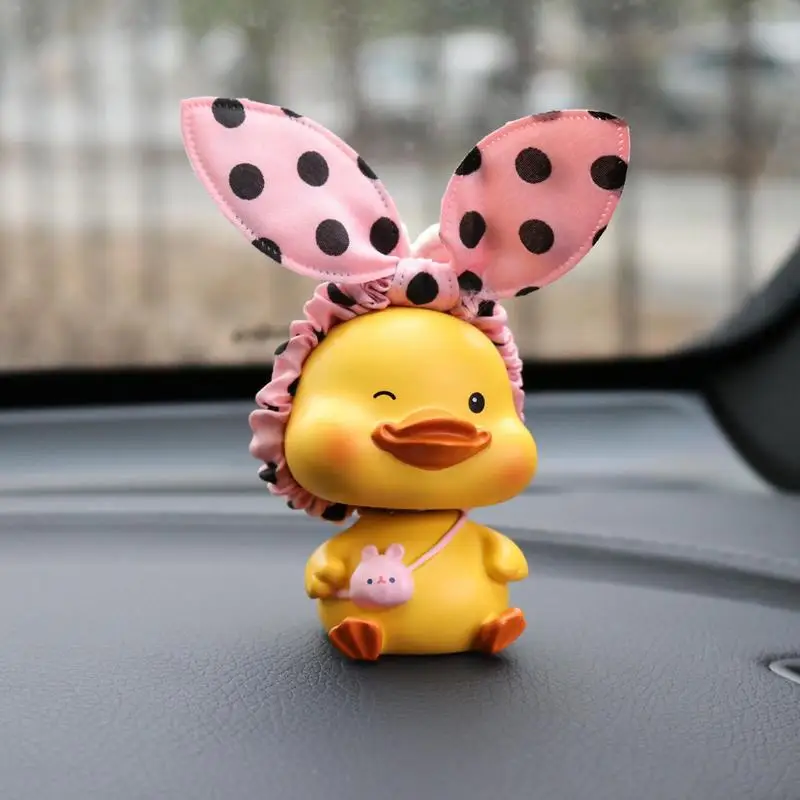 Dashboard Duck Figurine Shaking Car Ornament Nodding Duck Decor Portable Shaking Head Duck Animal Puppy Decorations For Car