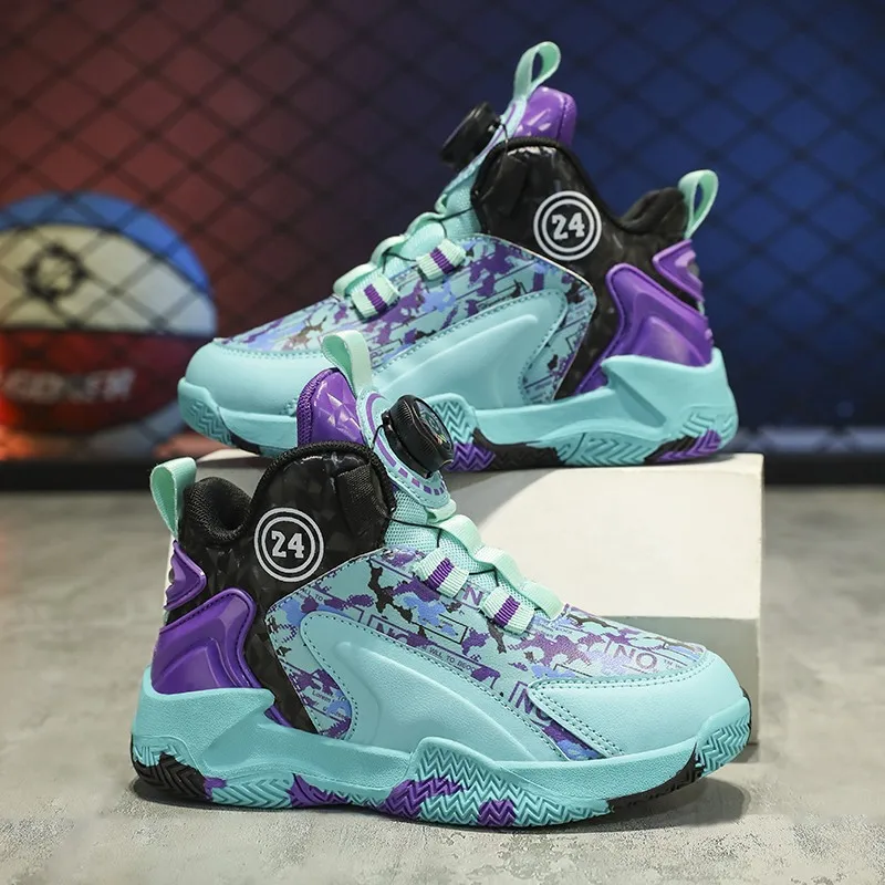 

A pair of children's four-season high-top leather basketball shoes, wear-resistant basketball shoes, sizes 31-40，AYY-L812A