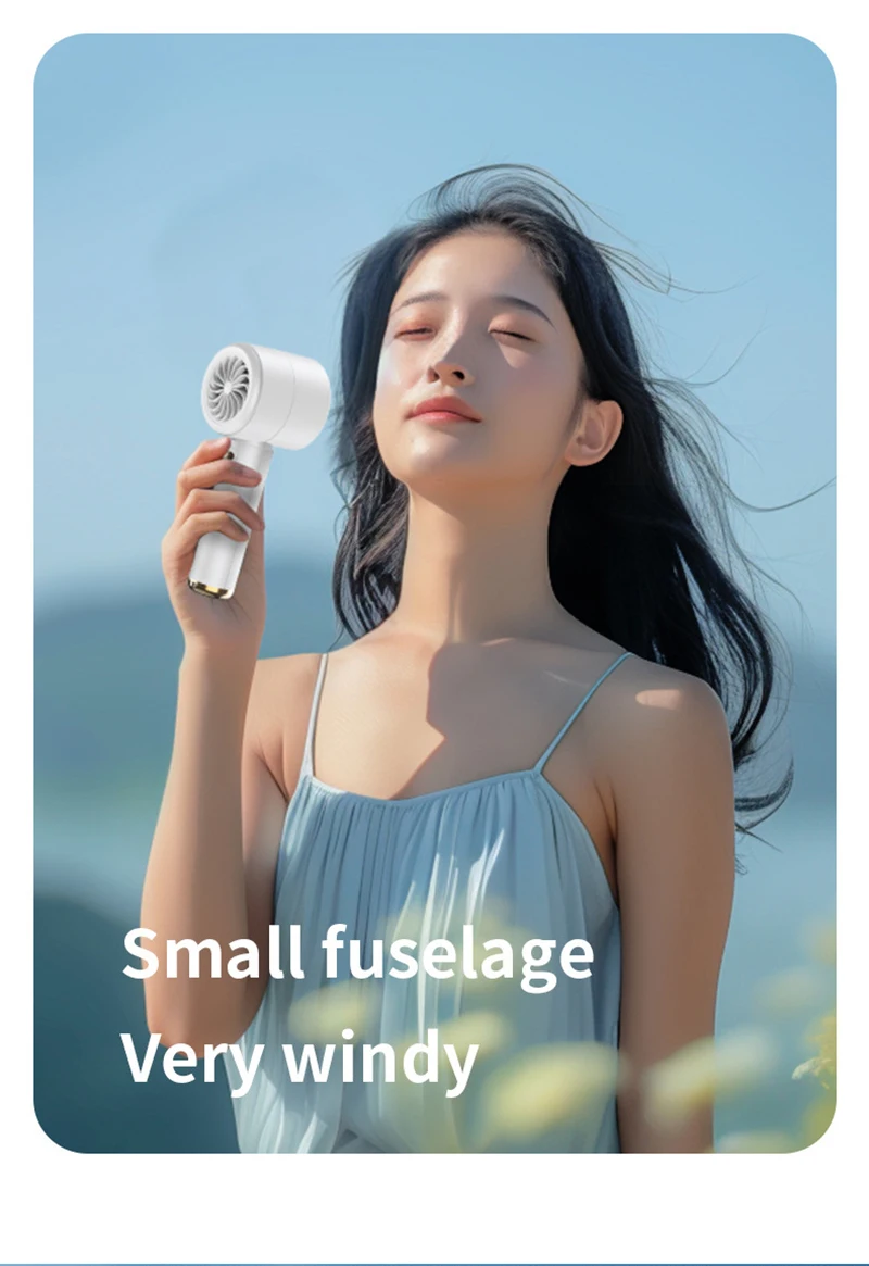 Mini-Handventilator, USB, schnelles Aufladen, tragbarer Luftrechner-Ventilator, stummgeschalteter Hochgeschwindigkeitsventilator für Reisen, Outdoor-Aktivitäten – Detail 9