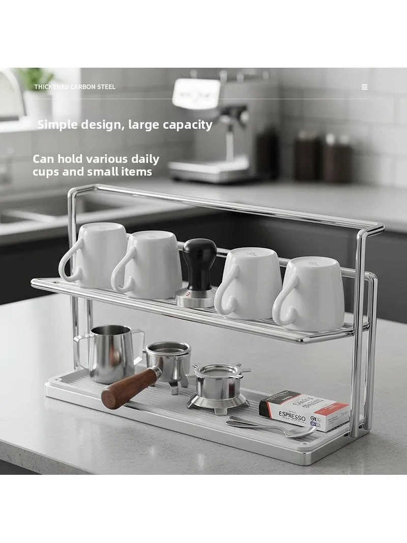 

Двухслойный держатель для слива чашки из нержавеющей стали, кухонный многофункциональный органайзер для хранения посуды, держатель для дренажной чаши