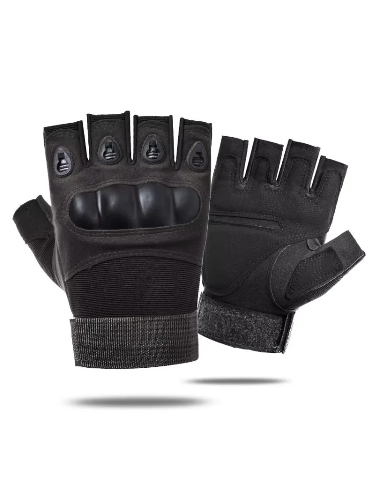 Hard Knuckle Half-Finger Gloves Men's Combat Shooting Paintball Duty - Fingerless