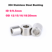 1-5Pcs 304 Stainless Steel Bushing ID 9/9.5mm Hollow Bushing Extended Cylindrical Steel Toothless Screw Sleeve OD 15/16/18/20mm