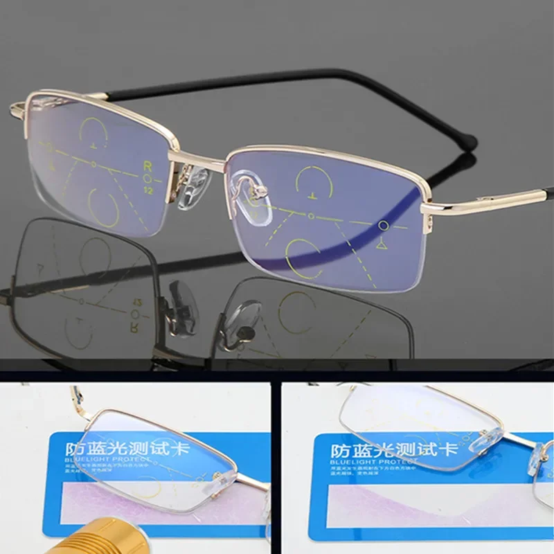 

Men Multifocal Reading Glasses Progressive Bifocal Near Far Anti Blue Ray Presbyopic Glasses Magnifying Women Black Gafas Cheap