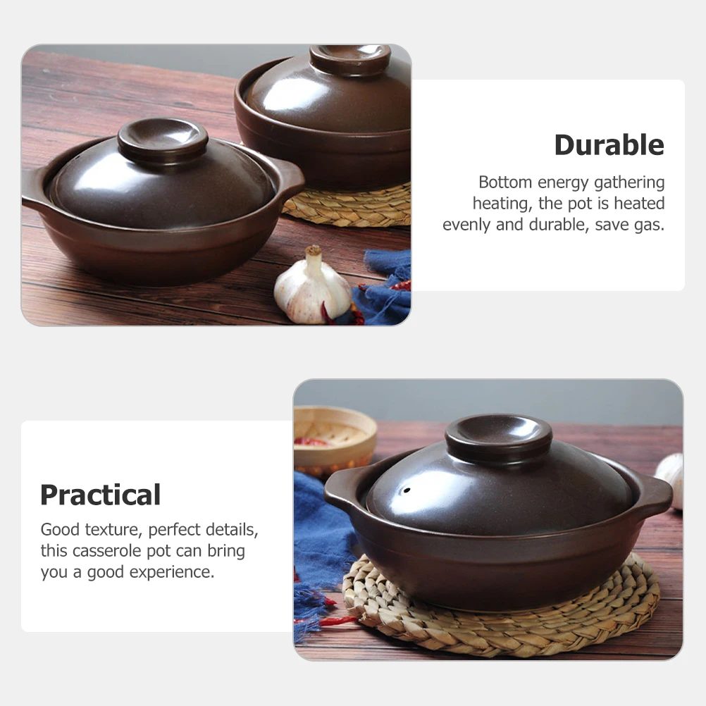 

Heat Resistant Ceramic Casserole Pot High Temperature Resistant Cooking Pot for Braised Chicken Rice Soup Stew Household Kitchen