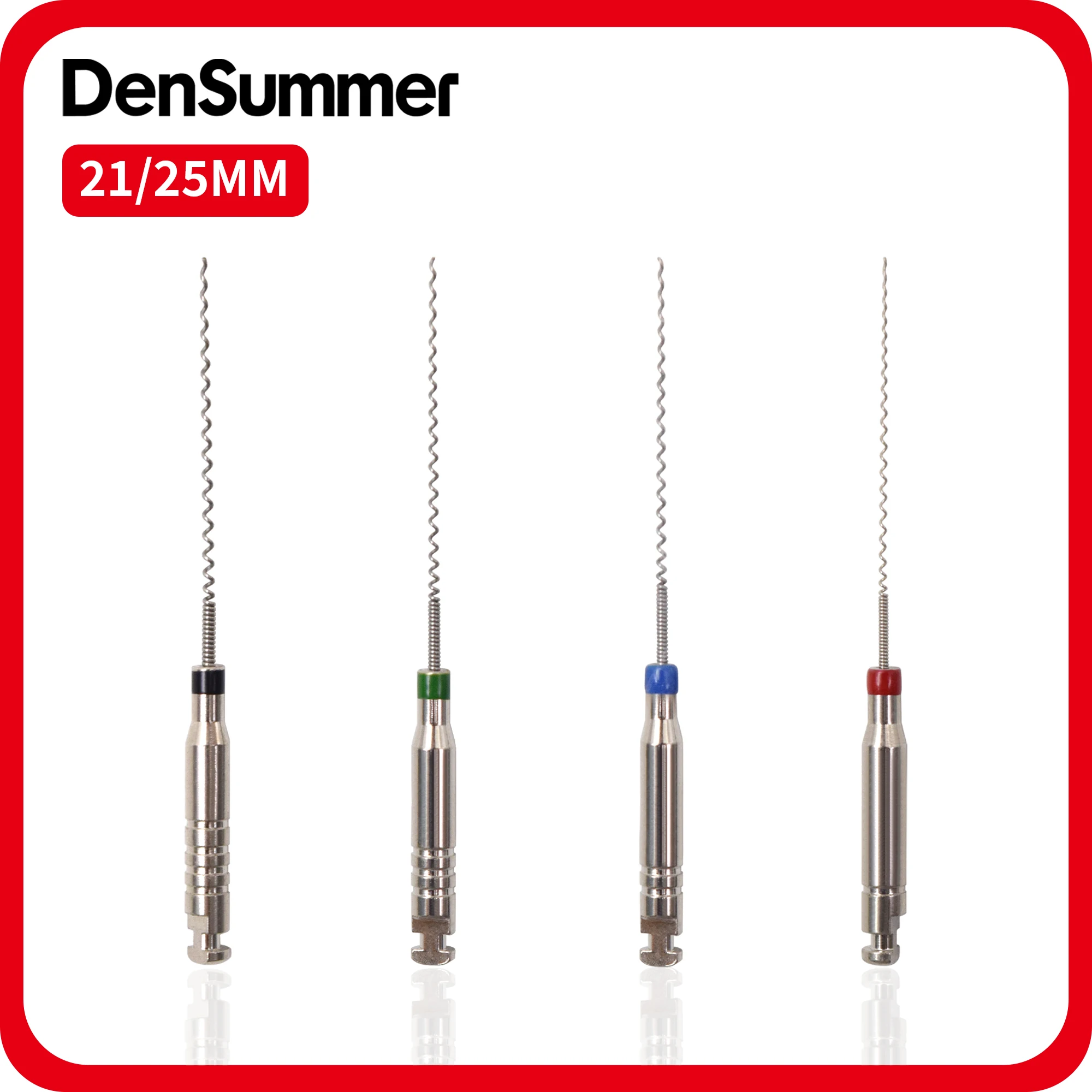 DenSummer 21/25mm Stainless Steel Endo File 1Box #25-40 Dentistry Endodontic Reamers Drill 4Pcs/Box Dental Rotary Paste Carriers