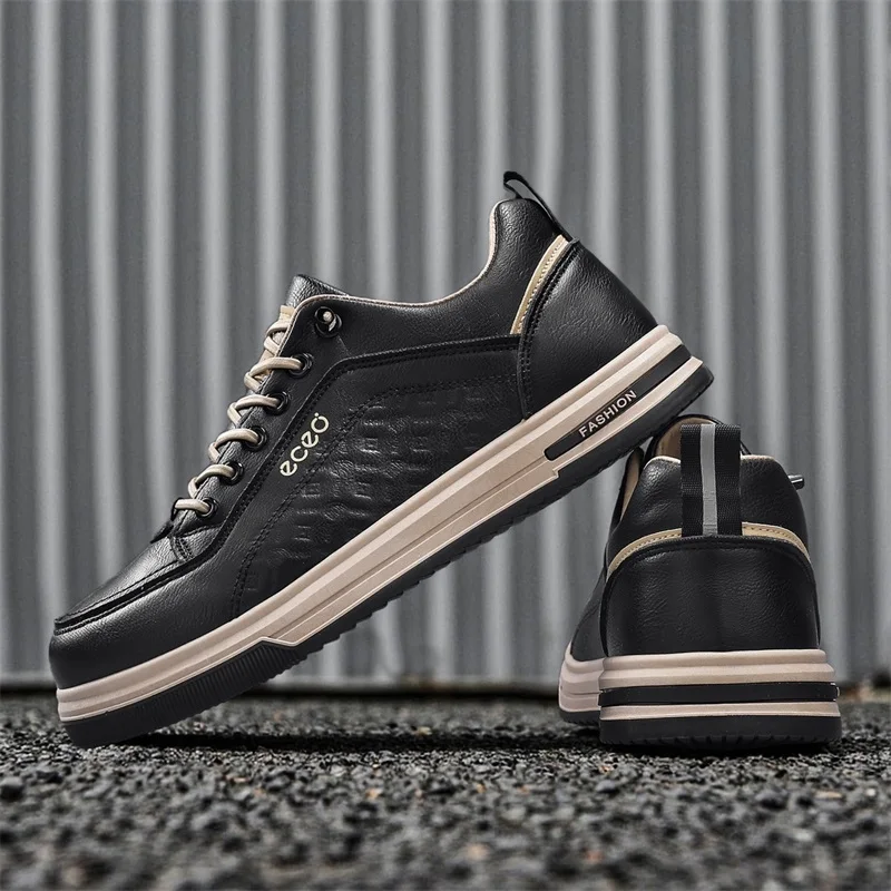 جديد الرجال أزياء عارضة أحذية من الجلد عدم الانزلاق مقاومة للاهتراء أحذية رياضية مريحة شقة الانزلاق على حذاء كاجوال أحذية الرجال #3