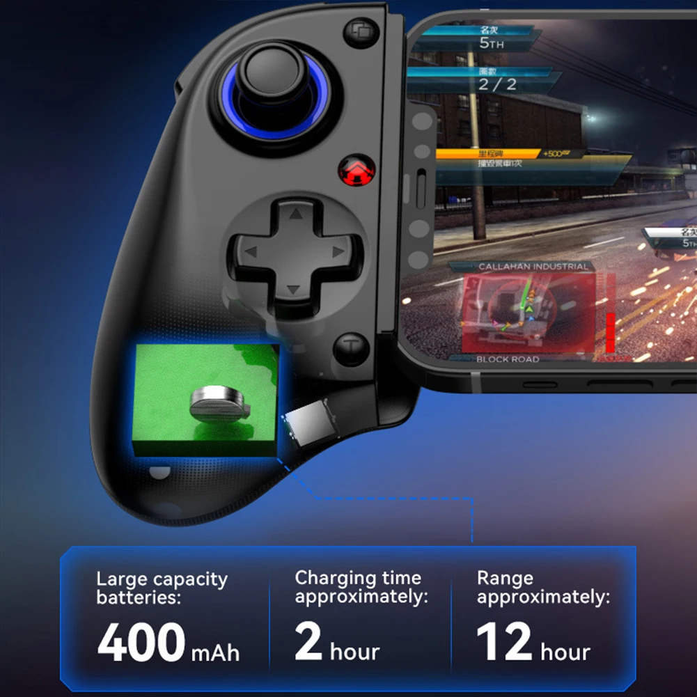 

Игровой контроллер для растяжки мобильного телефона, беспроводной BT для Android/iOS (белый)