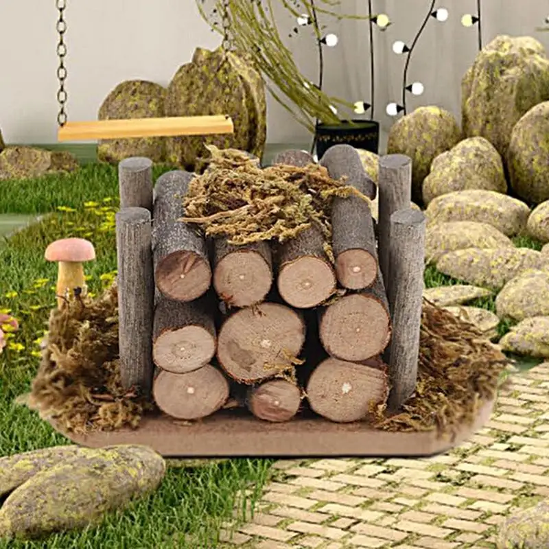 Kleine Houten Open Haard Stapel Model 1:12 Fee Tuin Logs Beeldjes Miniatuur Keuken Accessoires Vintage Poppenhuis Meubels Voor