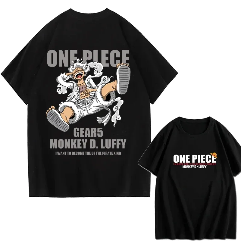 Camiseta Gráfica de Verano Y2K para Hombre, Diseño de One Piece Luffy Gear 5 Nika, Camiseta de Manga Corta con Estampado de Anime para Mujer, Ropa Casual de Calle