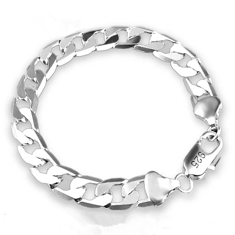925 Sterling Silver Bracelet Sideways Silver Bracelet 6MM8MM10MM Bracelet Men & Women Jewelry image 3