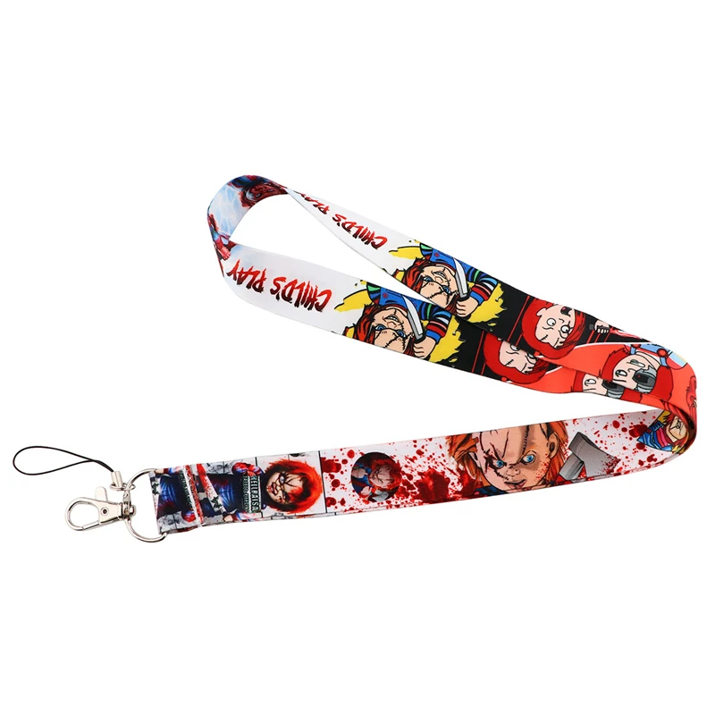 Horror Film Chucky Child Fashion Lanyard ID Badge Holder Bus Pass Case Cover Slip Bank Credit Card Holder Strap Card Holder