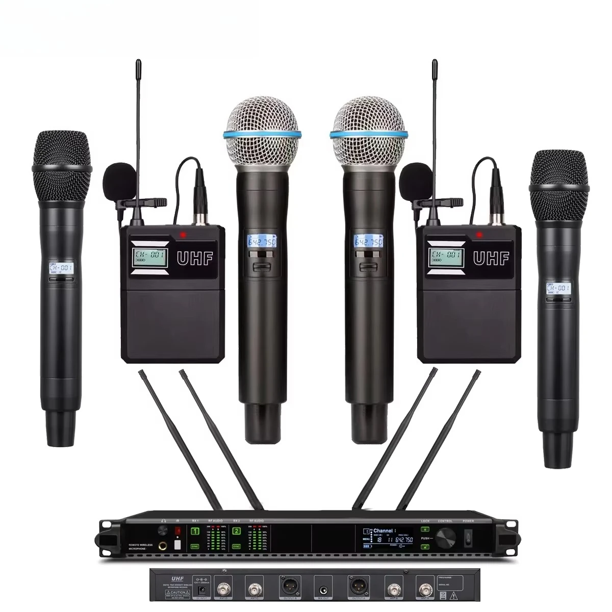 

Original AD4D 200 Channel Wireless DJ Karaoke Microphone System Stage Live Music Performance Mixer AMP Beta58 KSM9 Headset Lapel