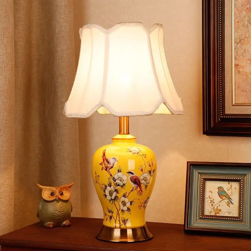 

New Chinese ceramic table lamp home bedroom living room American simple modern luxury romantic warm decorative bedside lam