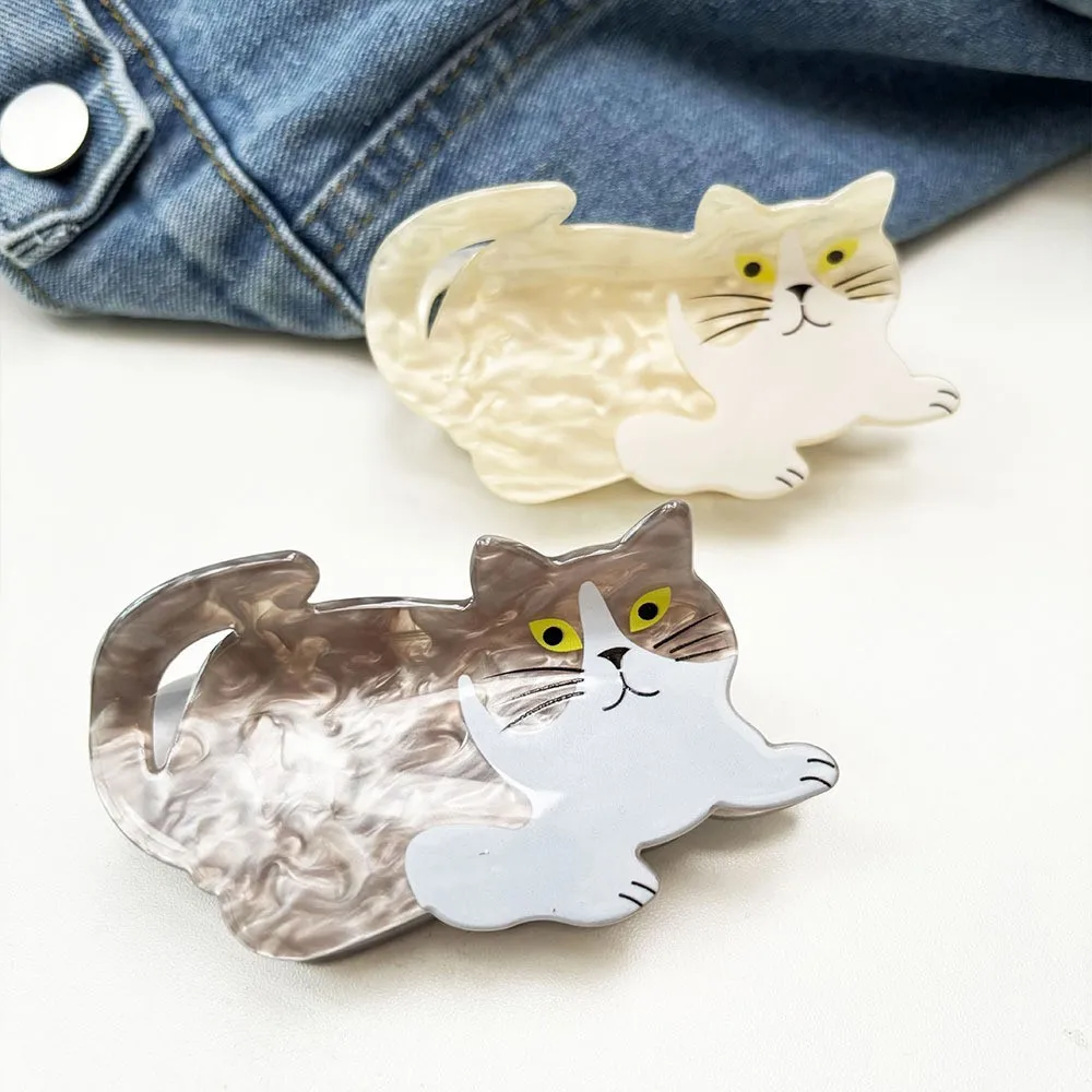 Nieuwe schattige dieren kat kitten haarklauw grote krab haar clip huisdier grijze kat haai clip voor vrouw meisje haarspeld haaraccessoires