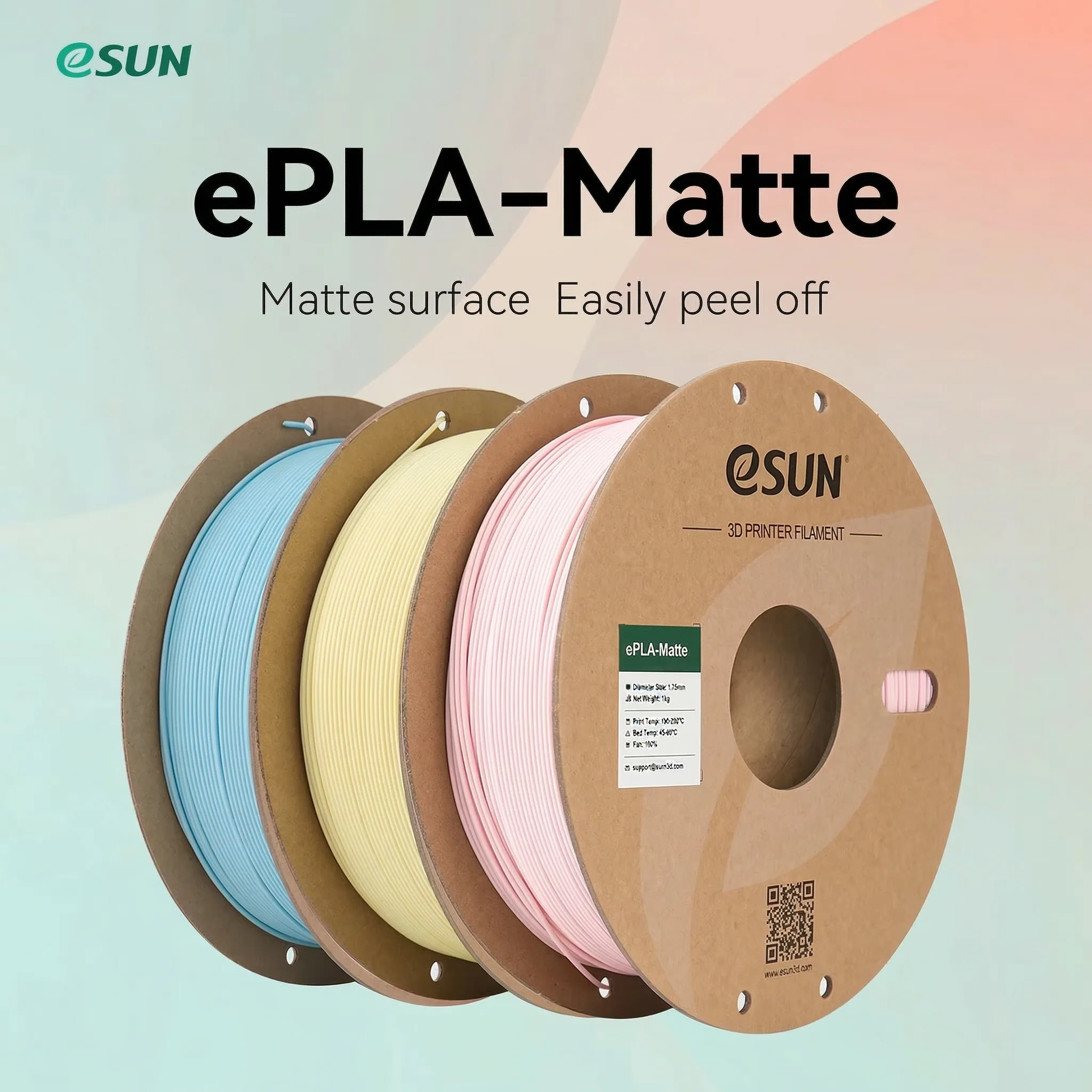 

eSUN PLA Matte 3D Printer Filament 1.75mm ±0.03mm 1KG Spool (2.2lbs) Multi‑Color Neatly Wound Fast Shipping for FDM 3D Printers