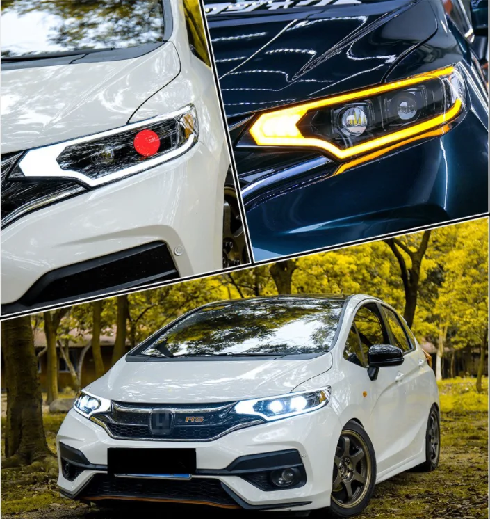 

Headlights for Honda Jazz Fit 2014 - 2020 headlight assemblies LED light guide daytime running light