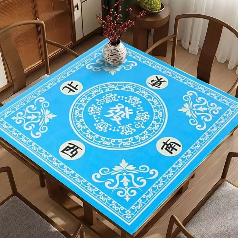 VIKAMA Square Mahjong Table Mat Chinese Traditional Pattern Non‑Slip Silent Foldable Game Pad for Home Party Desktop Decor