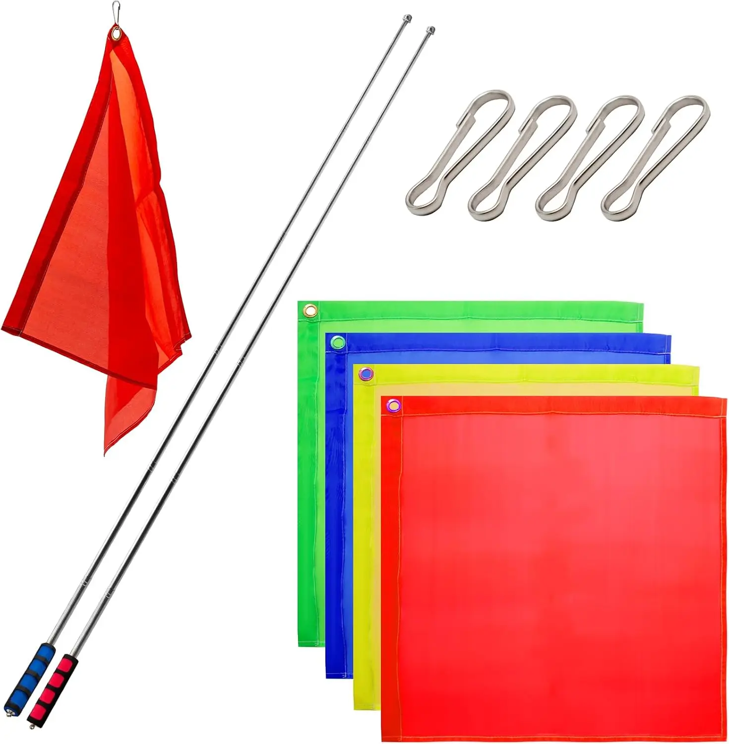 Horse Training Flag 2 Pcs 48inch Telescopic Flagpoles and 4 Pcs 18inch Equestrian Training Flags Portable Training Stick