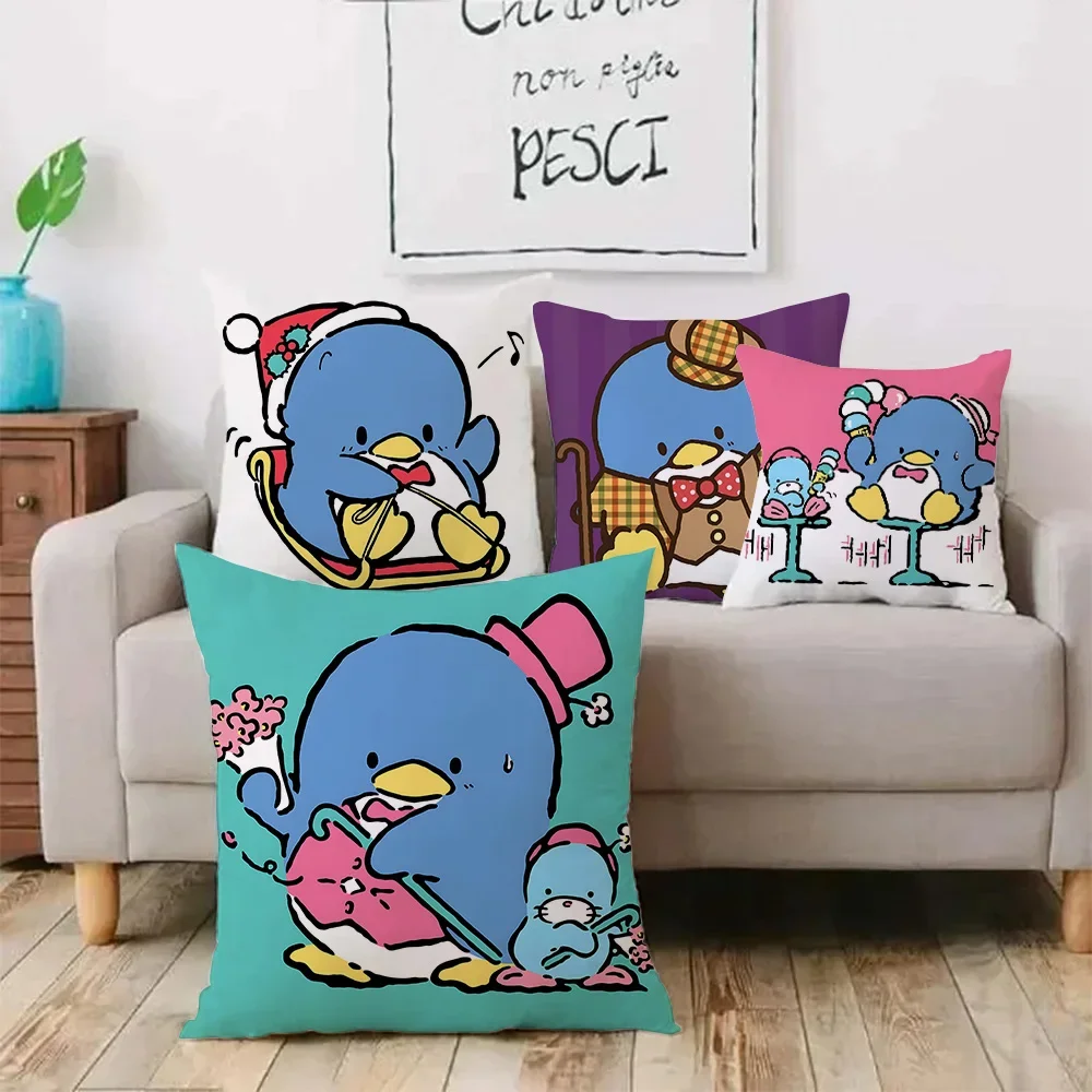 Poszewki na poduszki Sanrio Tuxedo Sam Cartoon Sofa Dekoracyjny dom Dwustronny nadruk Krótka pluszowa śliczna poszewka na poduszkę