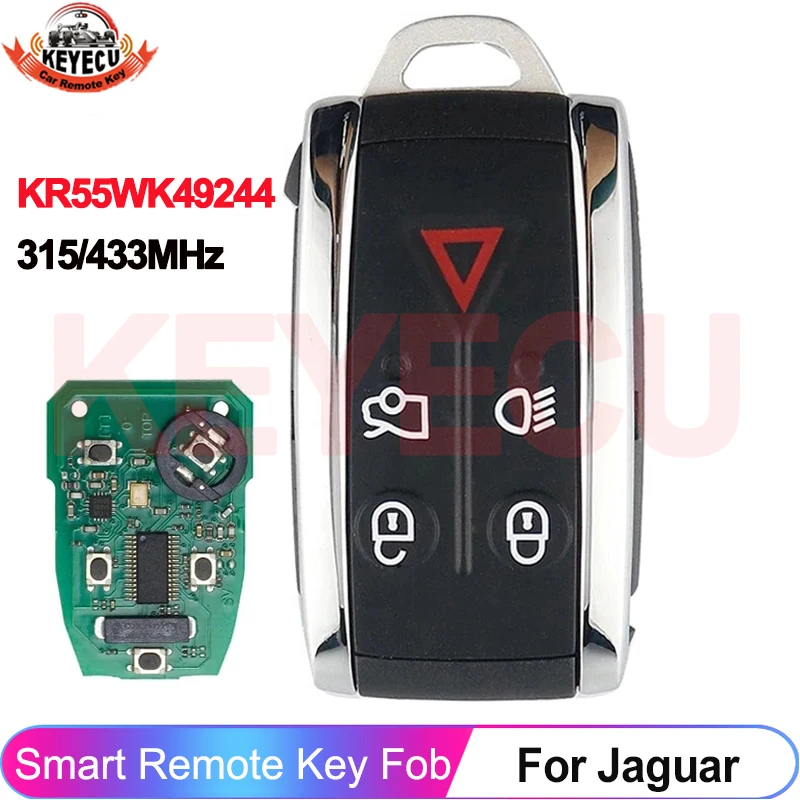 KEYECU 315/433MHz FSK ASK For Jaguar XF XFR XK XKR XJ8 XK8 2007- 2009 2010 2011 Smart Remote Key KR55WK49244 ID46 PCF7953 Chip