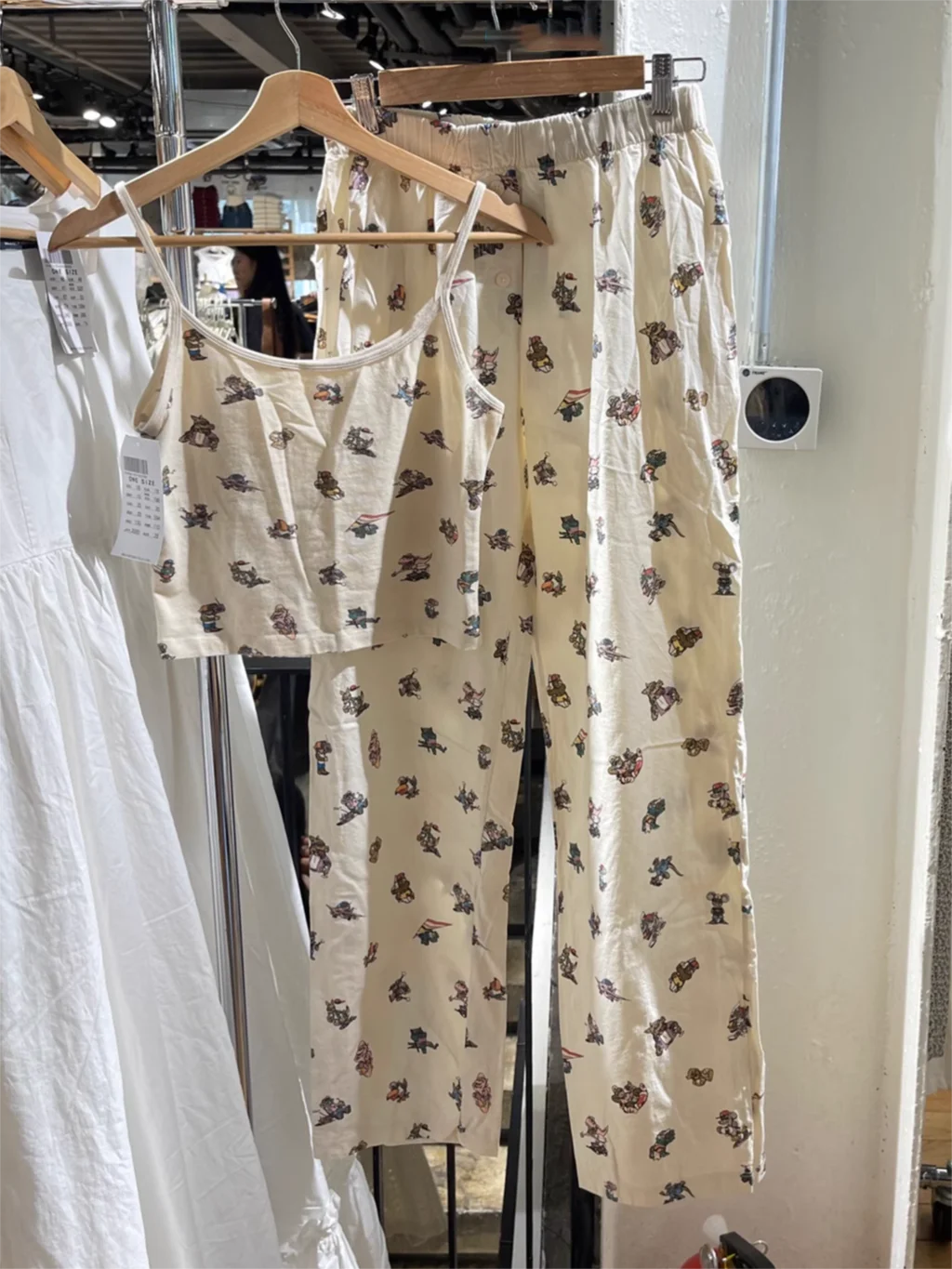 Dinosaur Print Vest Pants Sets Summer Cute Sleeveless Camis Tops+ Button Straight Pants Two Piece Set Vintage Sweet Women Outfit