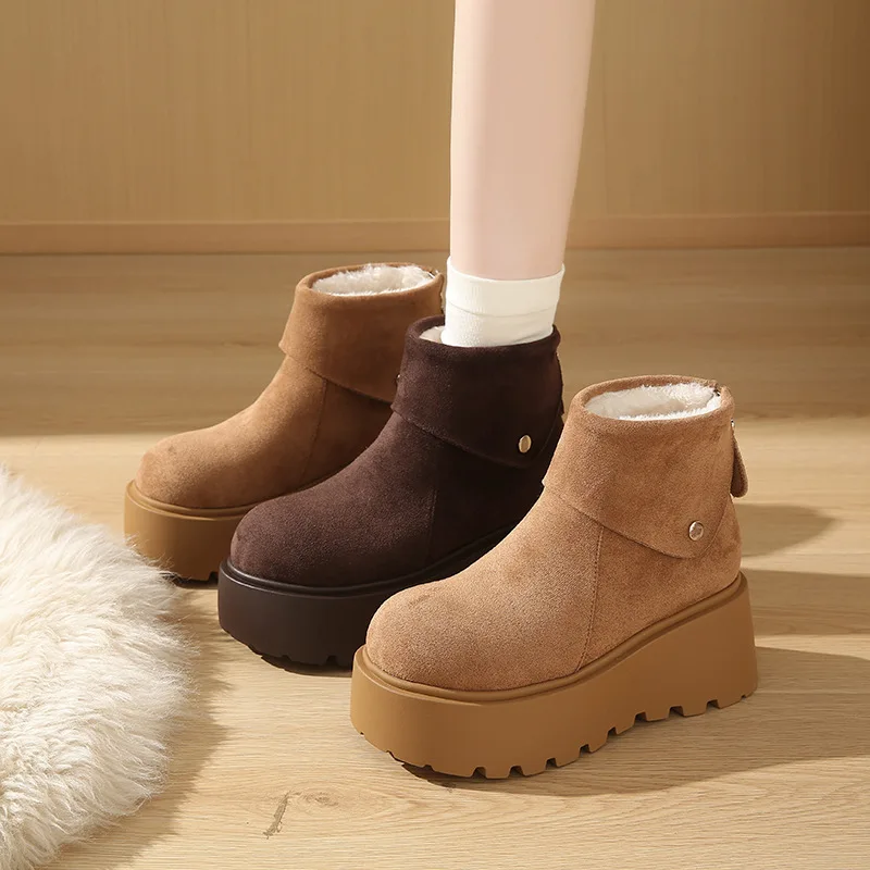 Botas de mujer, zapatos de tacón alto, calzado de invierno, zuecos con punta redonda y cremallera australiana, botas de plataforma, Stiletto de diseñador de lujo para mujer 2024