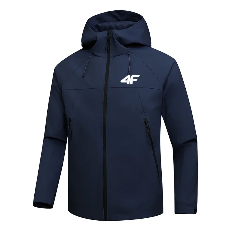 Men's fishing windproof jacket, spring and autumn long-sleeved windbreaker, zipper hood, casual and fashionable sportswear