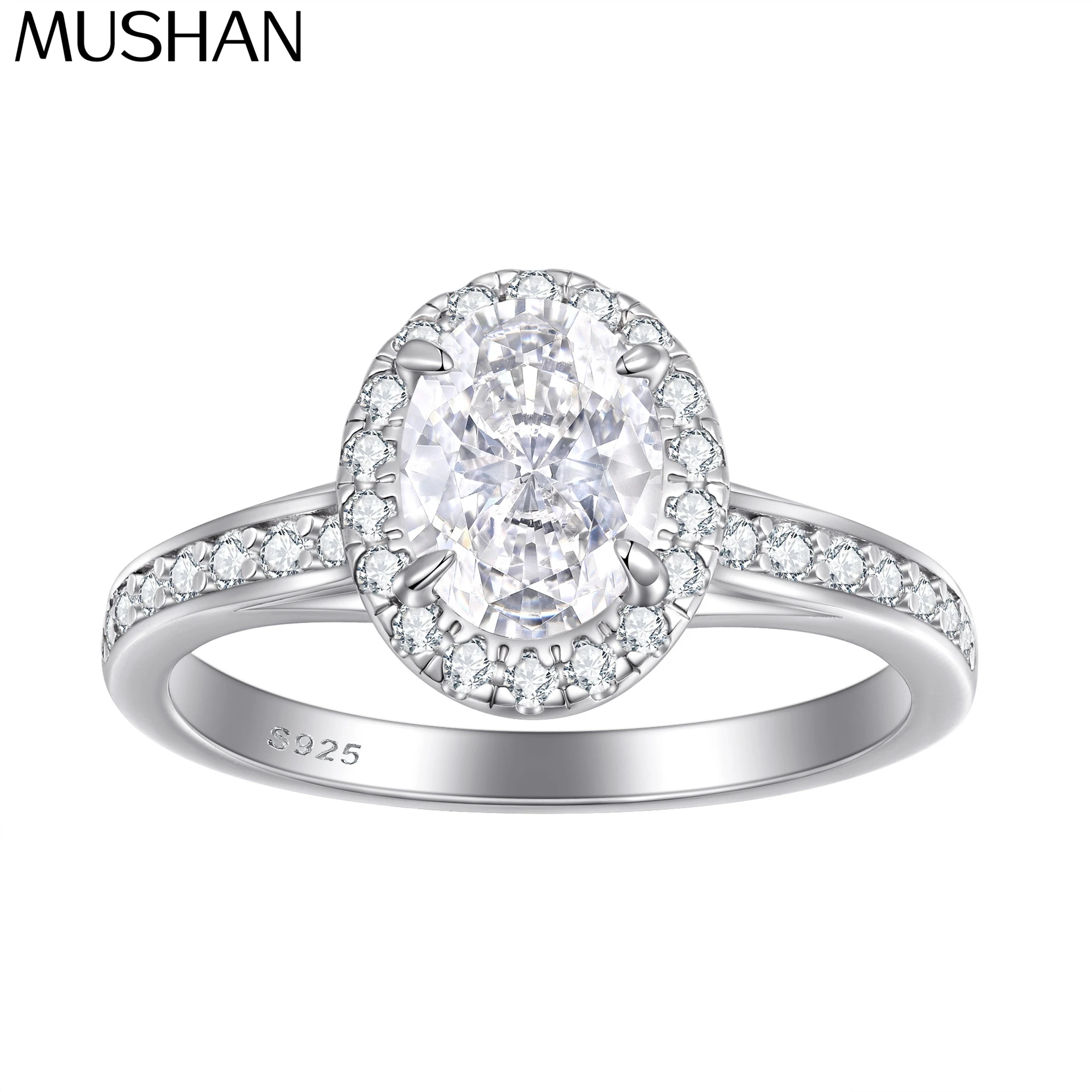 

MuShan Designer Jewelry 925 Sterling Silver Ring Zircon 7A Grade Heart Daytime for Wife 18K Gold Plated Fine Jewelry Rings