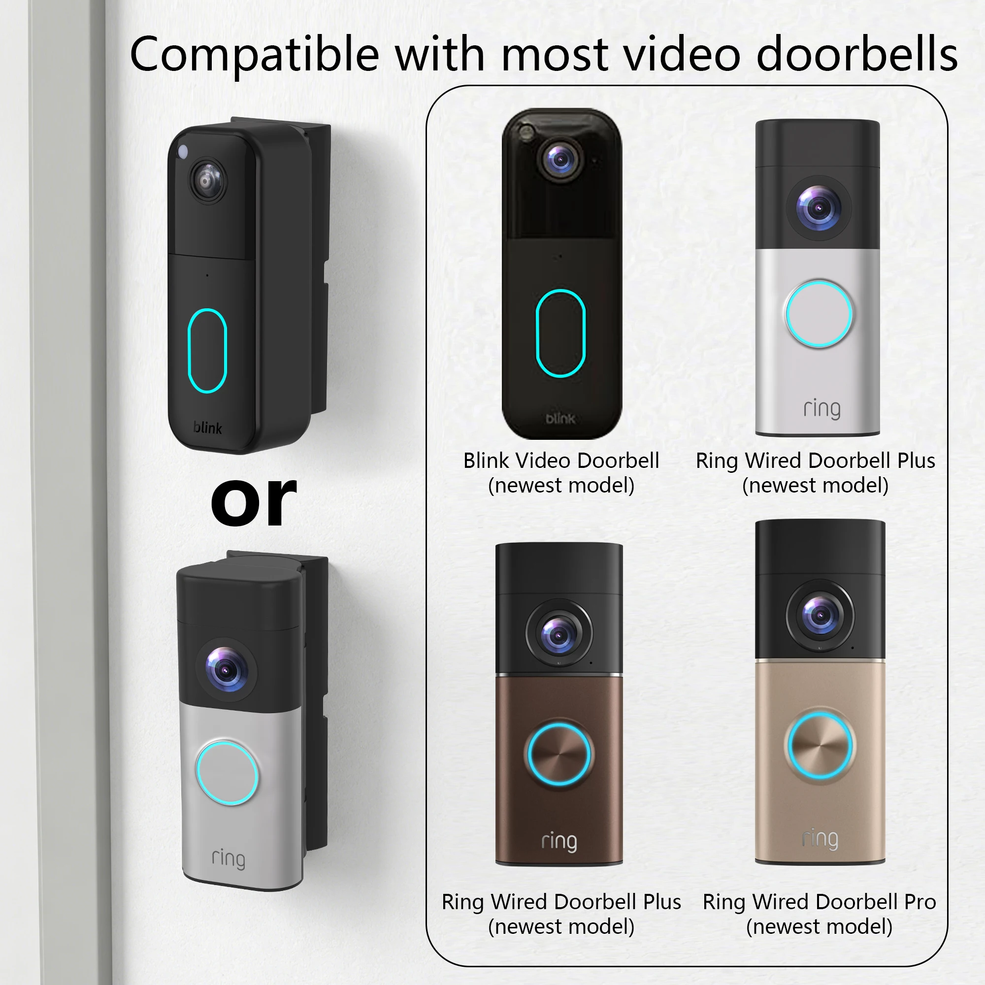For Ring Wired Doorbell Plus/Blink Video Doorbell(Newest Model) Doorbell Bracket Angle Adjustable Visual Doorbell Rotation Brack