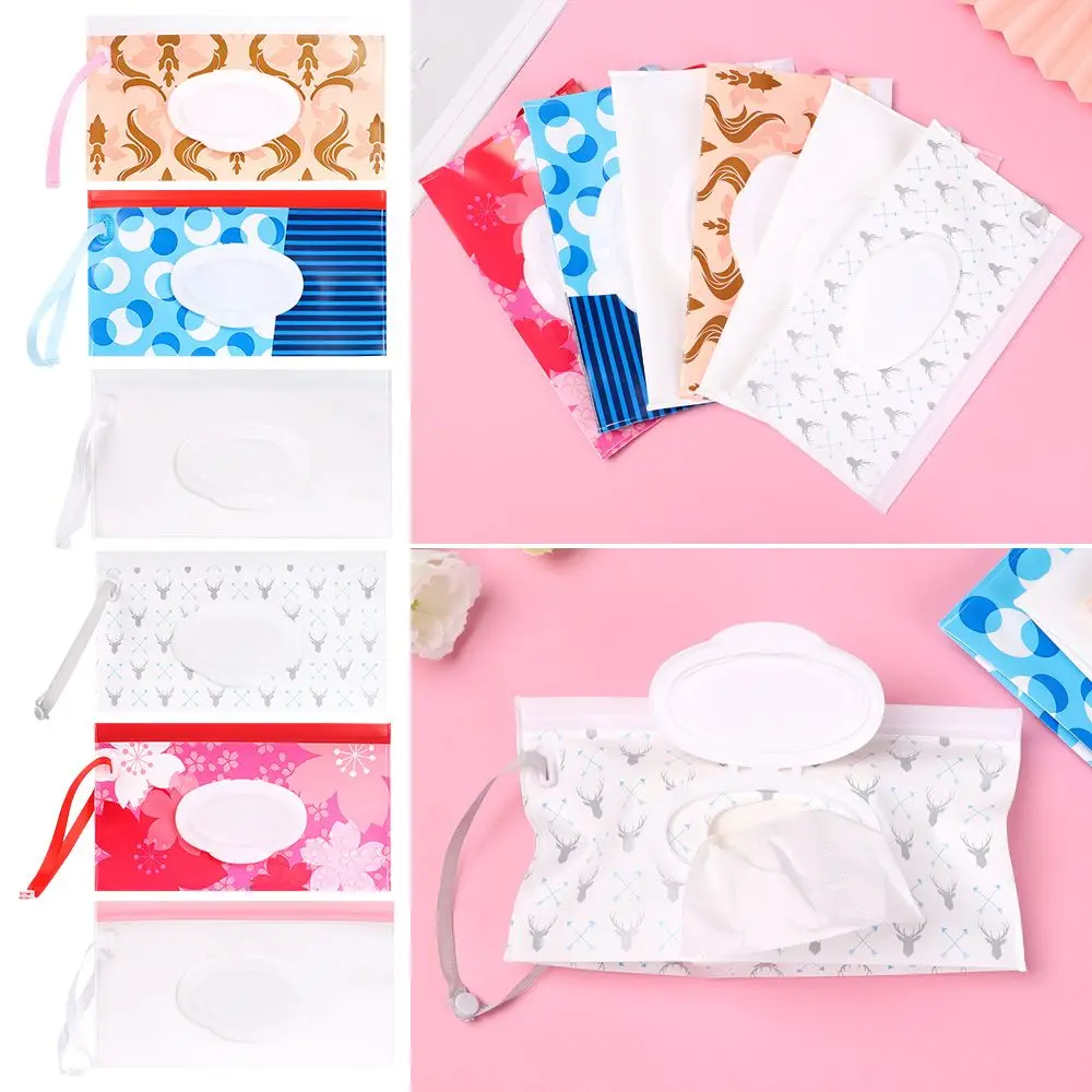 Portátil Snap-Strap Flip Cover para bebê, Acessórios para carrinho, Bolsa cosmética, Wet Wipes Bag, Tissue Box, Cute Product, Fashion