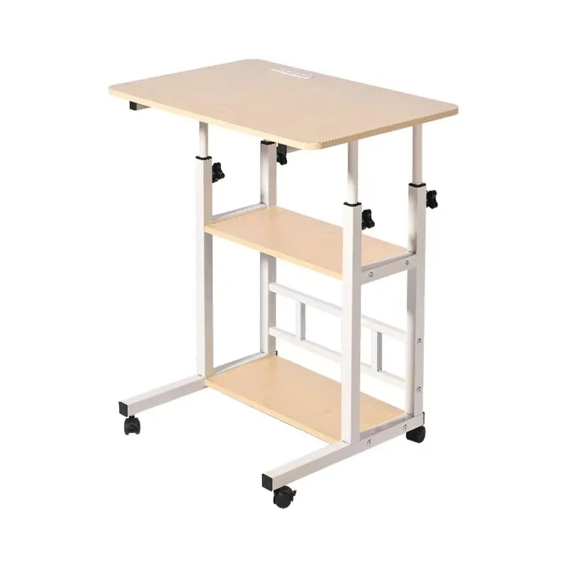 طاولة كمبيوتر محمول بجانب السرير، حامل كمبيوتر محمول بارتفاع قابل للتعديل، مكتب دراسة مع 4 عجلات لقراءة أريكة السرير #4