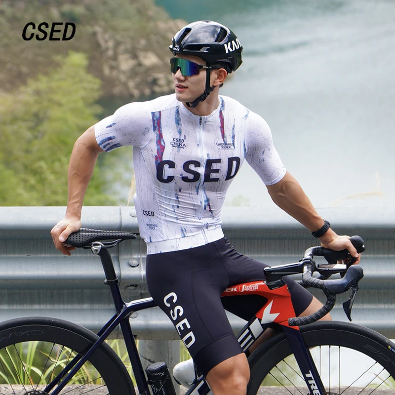 

CSED Cycling Jersey Summer Breathable Bicycle Mtb Clothes Men's Short Sleeved Soft Top Shirts Bike Clothing Slim Tight Clothing