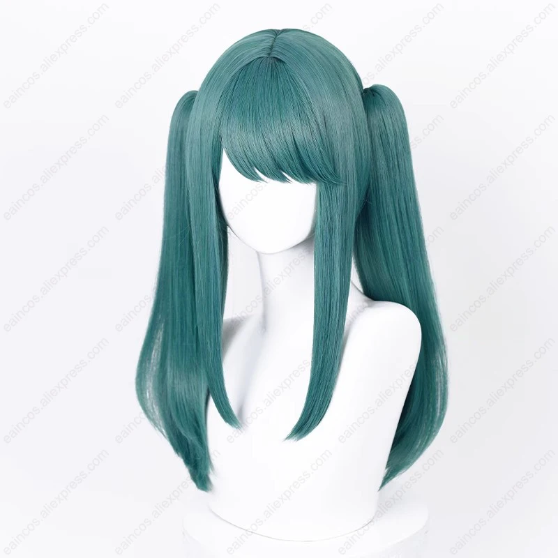 Wampir Miku peruka do Cosplay 42cm długie kucyki peruki szaro-zielone Halloween odporne na ciepło syntetyczne włosy