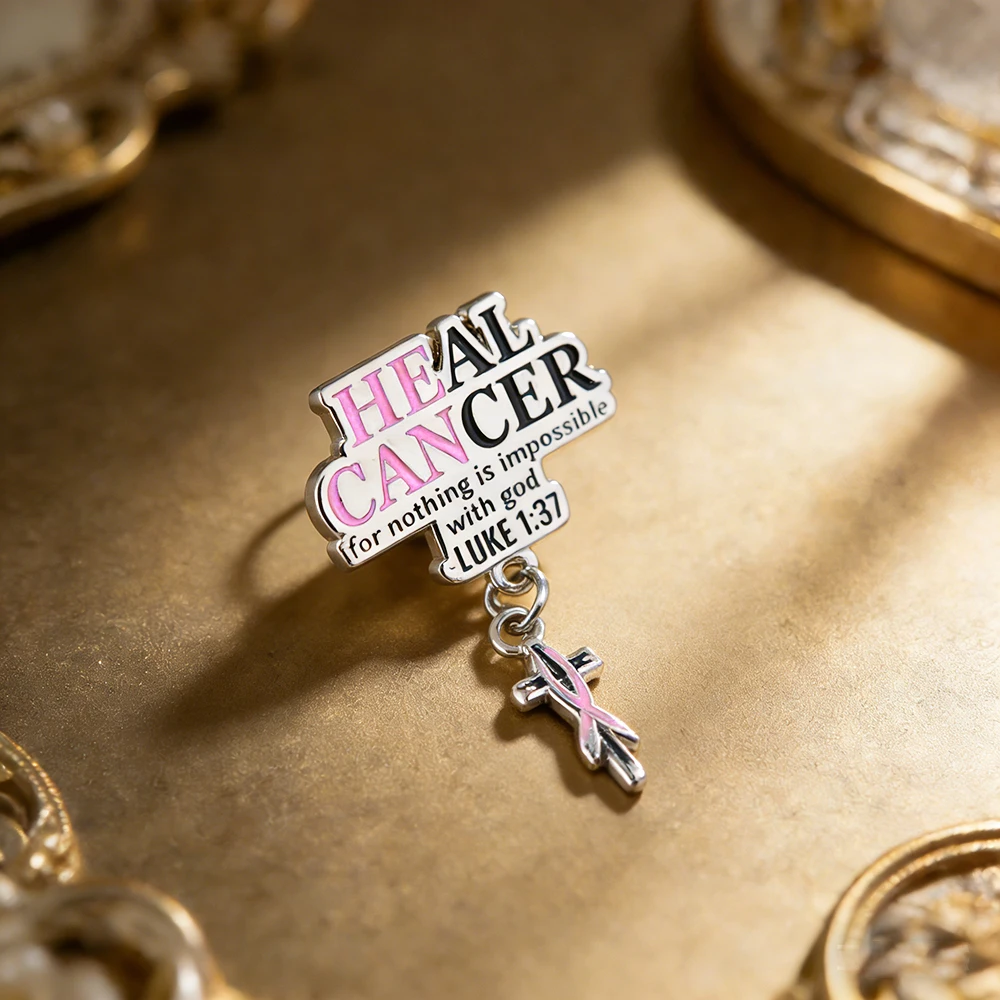 Brosche mit rosa Band zur Aufklärung über Brustkrebs, christliches Glaubensschriftband, Abzeichen für gemeinnützige Aktivitäten, Logo, Anstecknadel, Sammlerstück, Geschenk – Detail 6