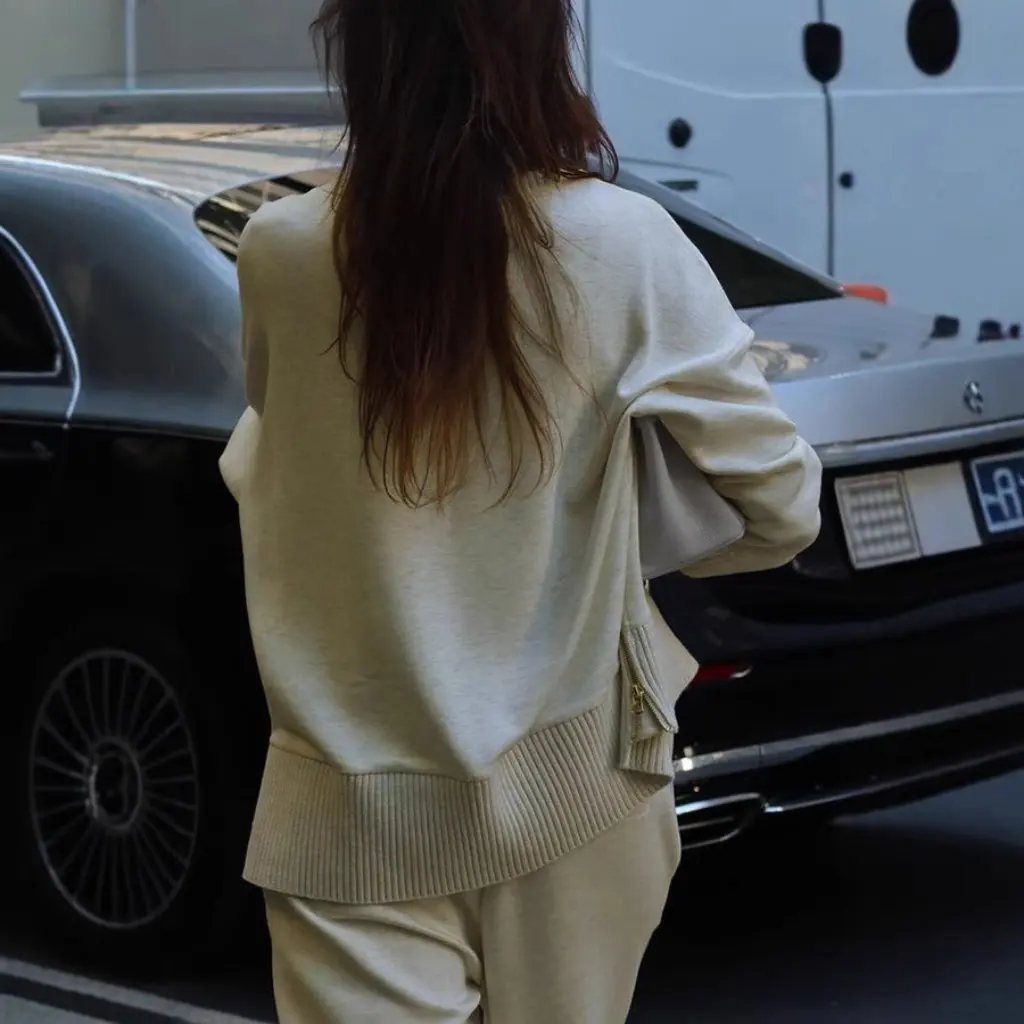 

Женский костюм-толстовка с длинными рукавами, повседневные свободные брюки с карманами, весна-осень, новый стиль из Европы и Америки