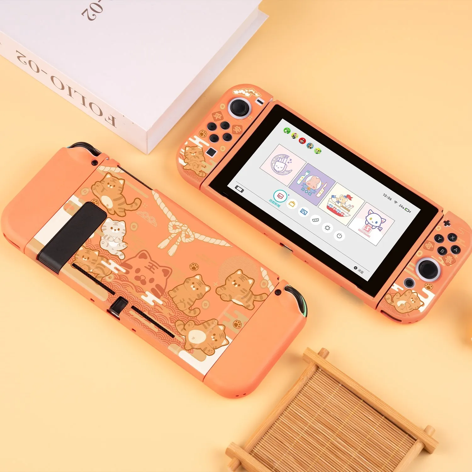 GeekShare-귀여운 타이거 닌텐도 스위치 쉘 조이 콘 스플릿 소프트 TPU 보호 케이스, 닌텐도 스위치 2022 신제품 NS 액세서리