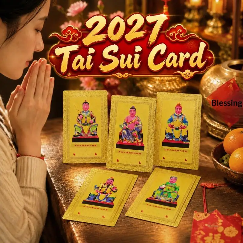 2027 Tai Sui Card Feng Shui Prayer Gold Card Exorcism Protection Gift Safe Bring In Wealth And Treasure