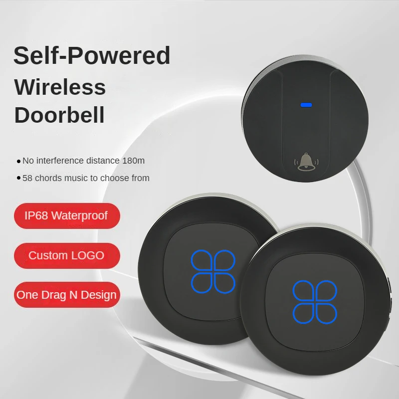 Wireless Home Welcome Smart Doorbell Self-powered IP68 Waterproof 180M Remote EU UK US Plug With 38 Songs One Drag N Design