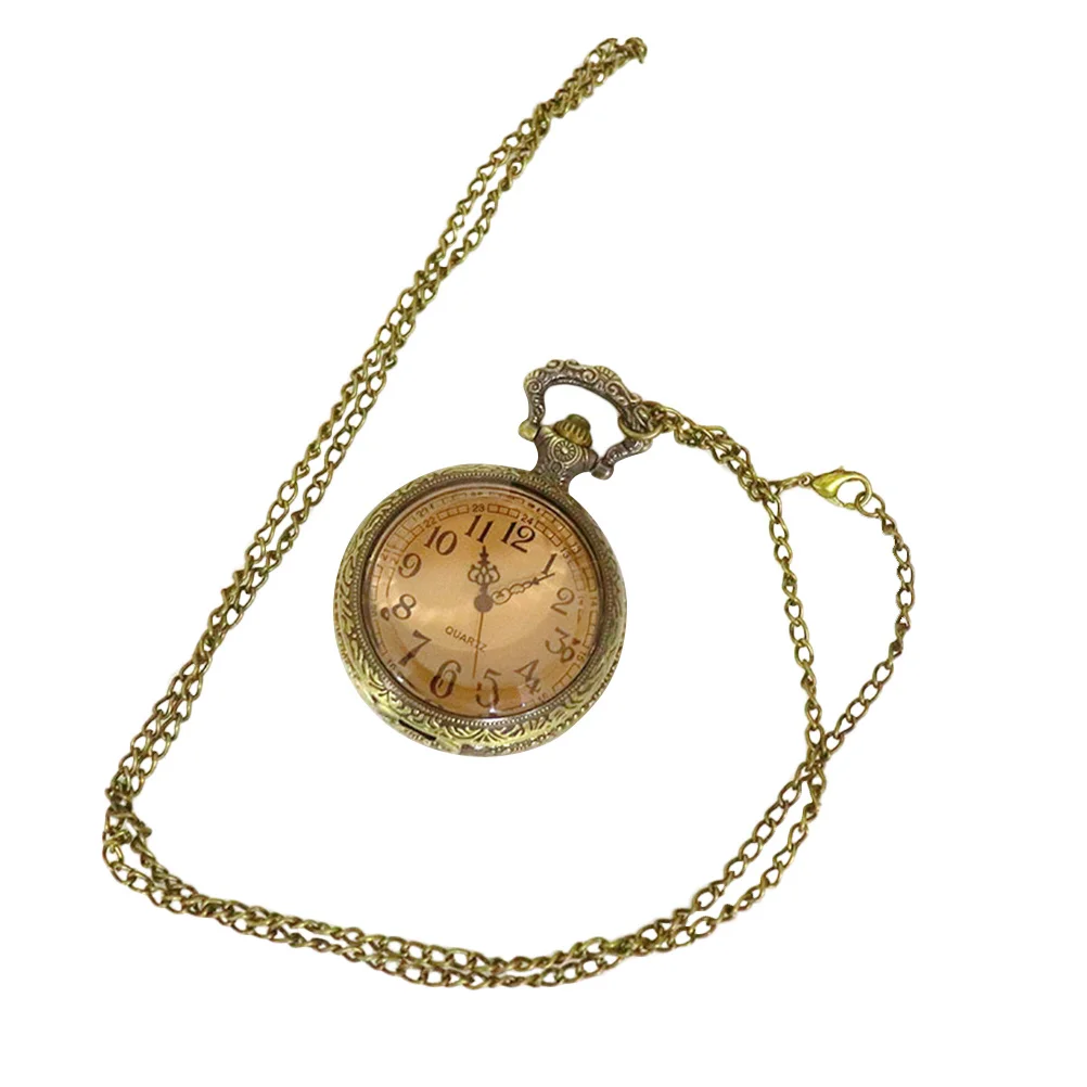 

1Pcs Vintage Clamshell Pocket Watch Retro Big Numbers Hanging Chain Classic Alloy Timepiece Fashion Clothing Accessory