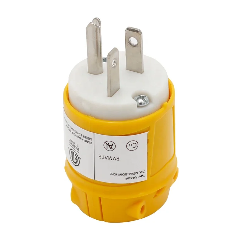 3 Wire  20A 250V, NEMA 6-20P American Straight Blade Standard Replacement  Plug