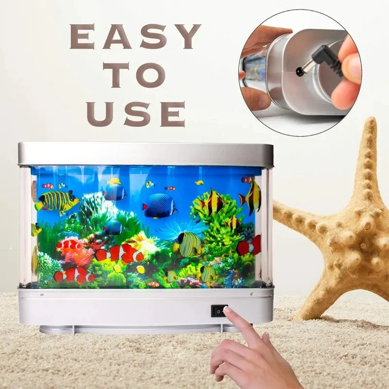 Virtual Ocean in Motion Night Light Artificial Tropical Fish Tank Lamps Aquarium Decor For Children Halloween Christmas Gift Toy