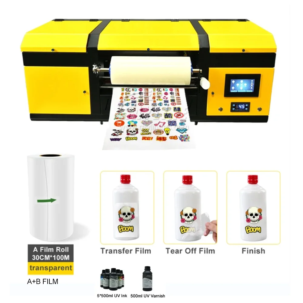 A3 Label UV DTF Printer 30cm Width Roll to Roll UV DTF Film Sticker Impresora Printing Machine sublimation AB Film Transfer